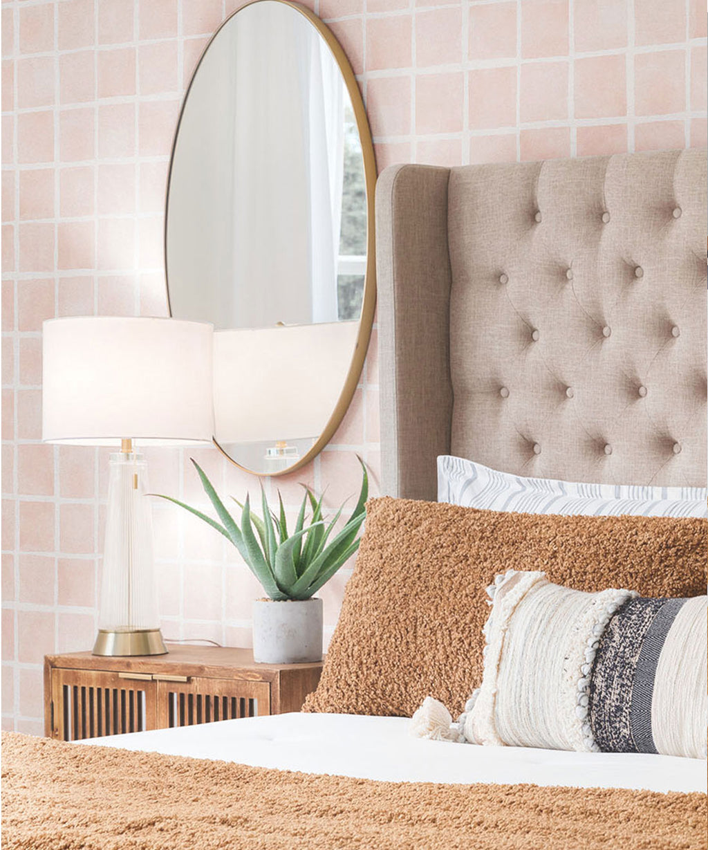 Carrée Wallpaper, Salmon White