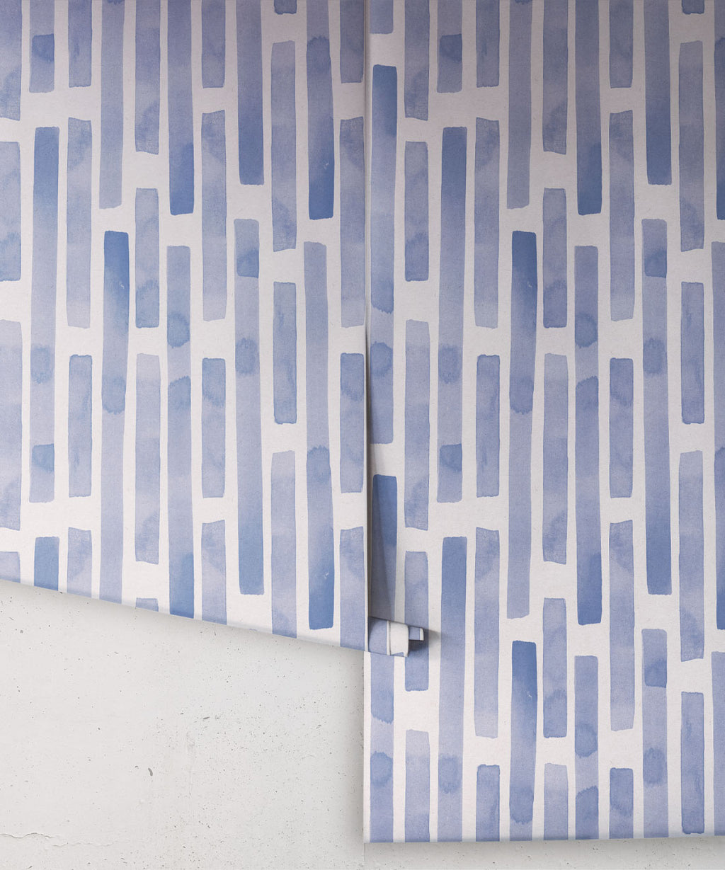 Colonnes Wallpaper, Blue White
