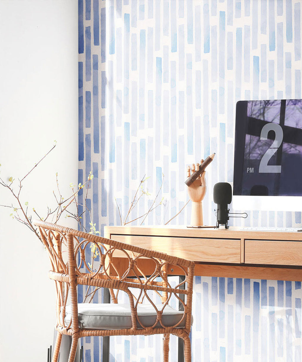 Colonnes Wallpaper, Blue White