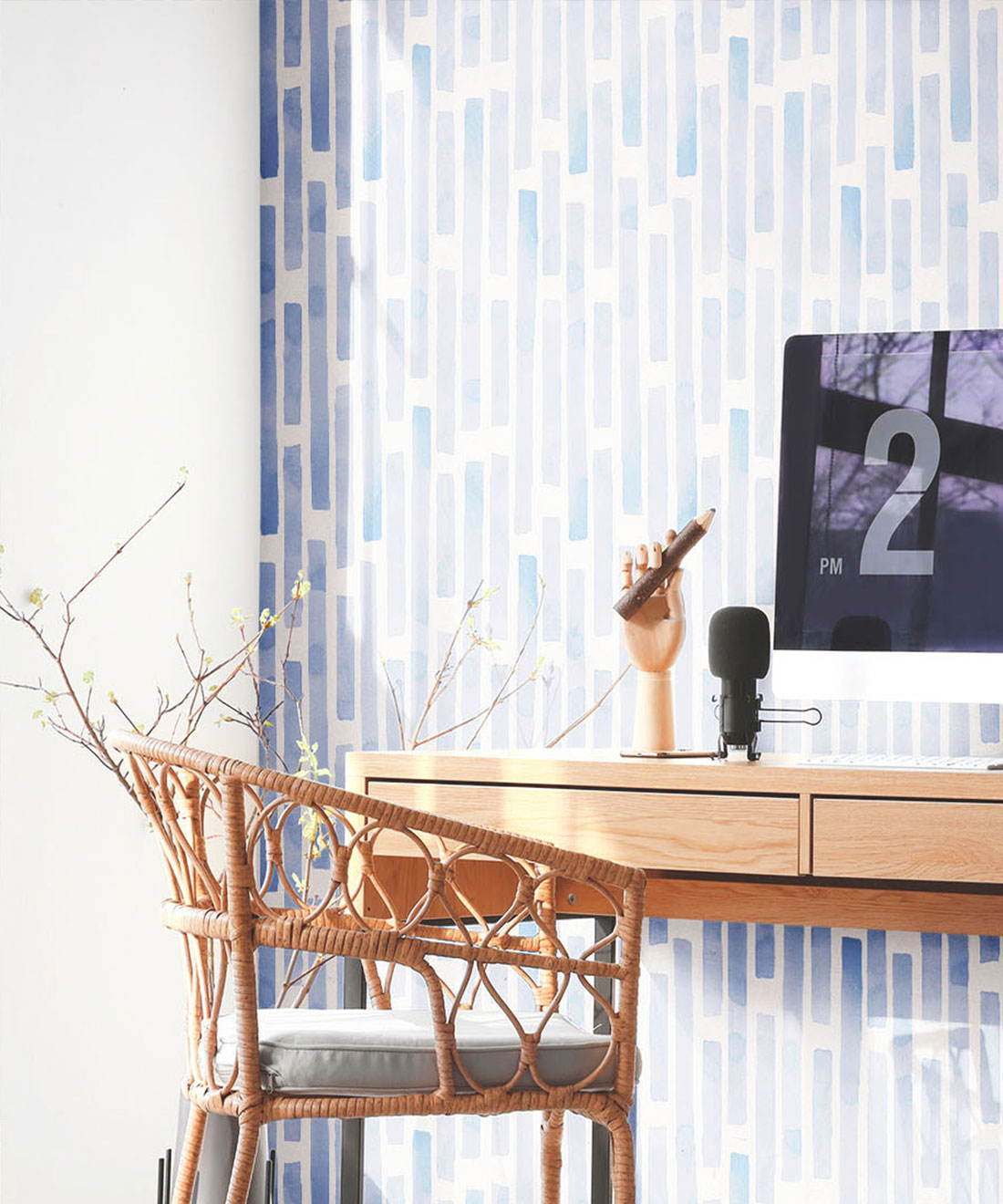 Colonnes Wallpaper, Blue White