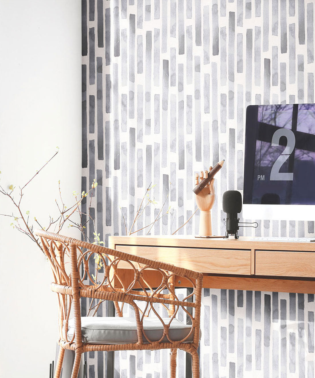 Colonnes Wallpaper, Charcoal White