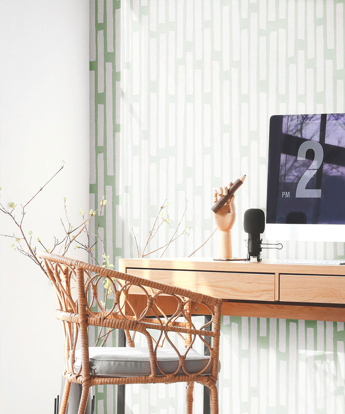 Colonnes Wallpaper, Snow Green