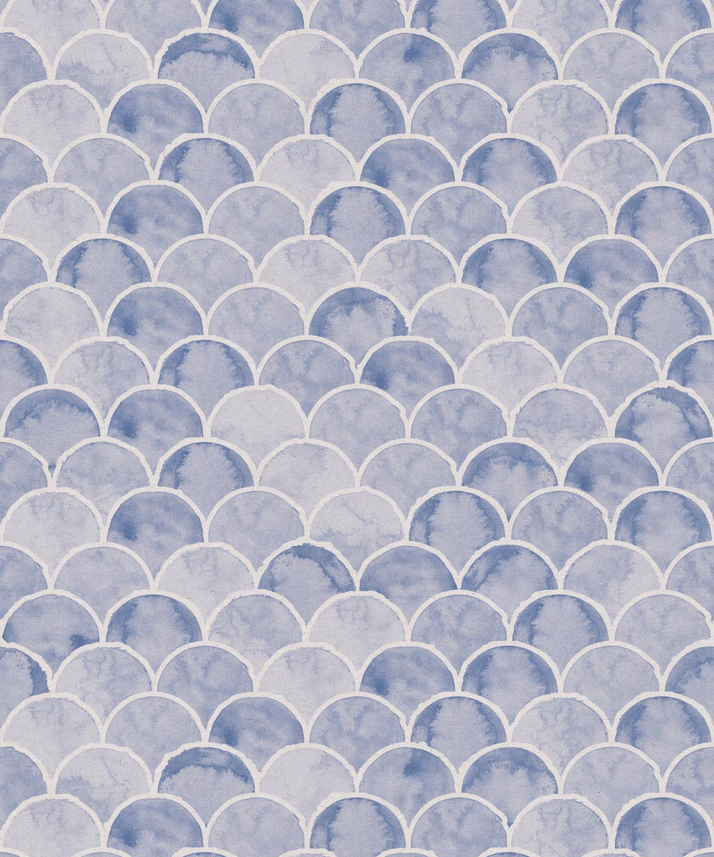 Écailles Wallpaper, Blue White
