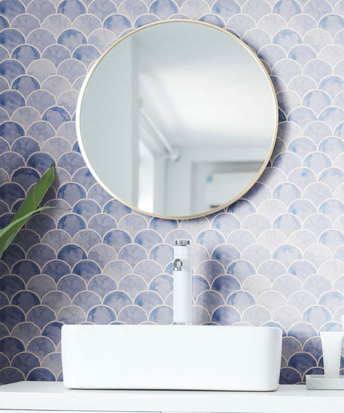 Écailles Wallpaper, Blue White