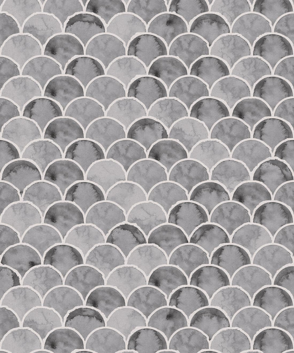 Écailles Wallpaper, Charcoal White