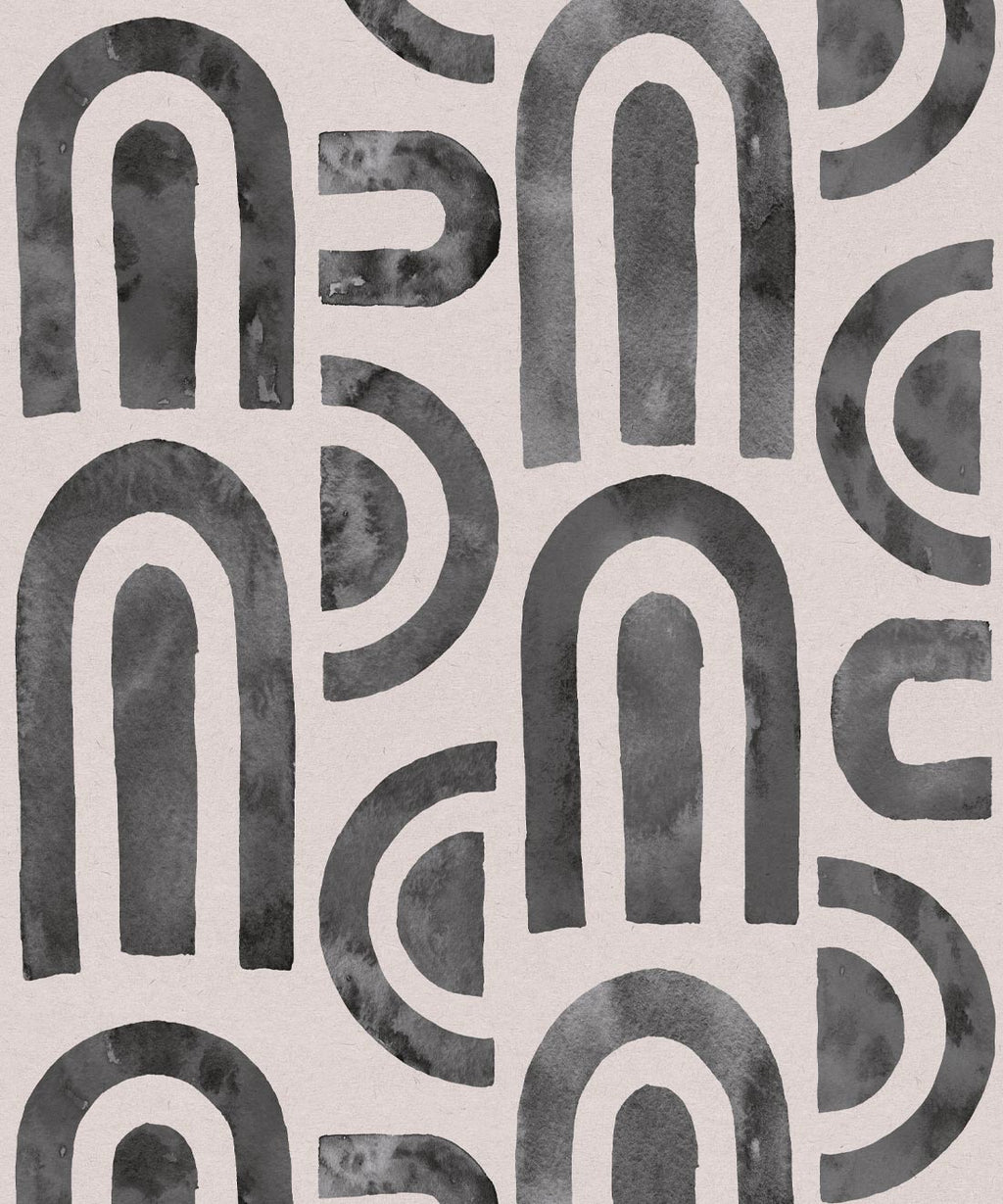 Formes Deux Wallpaper, Charcoal Light Beige