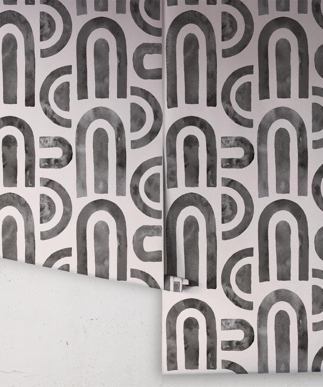 Formes Deux Wallpaper, Charcoal Light Beige