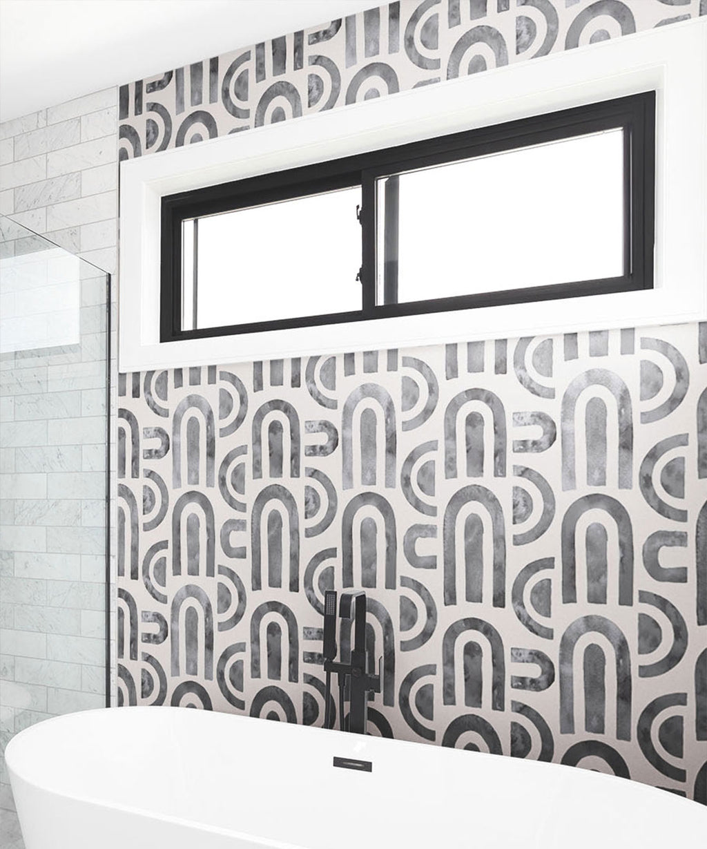 Formes Deux Wallpaper, Charcoal Light Beige