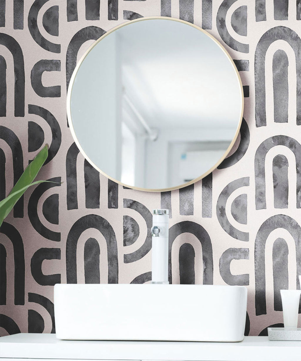 Formes Deux Wallpaper, Charcoal Light Beige