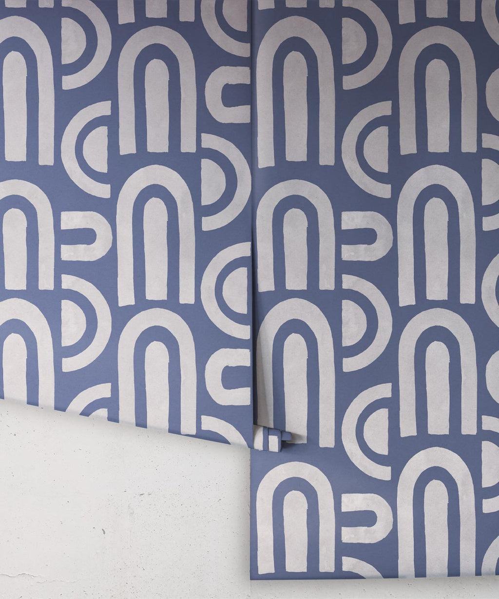 Formes Deux Wallpaper, Grey Navy