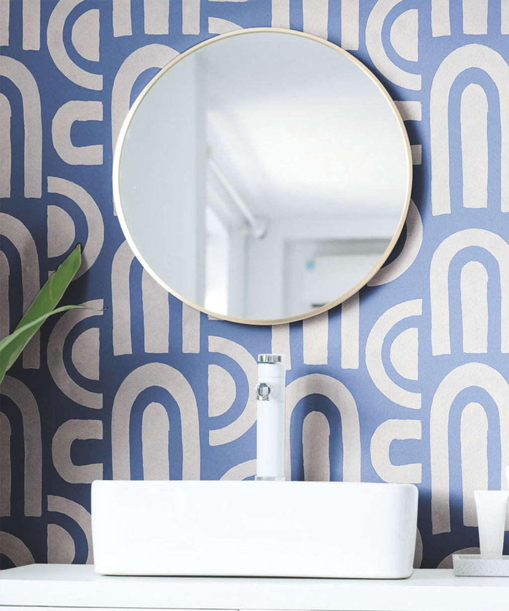 Formes Deux Wallpaper, Grey Navy