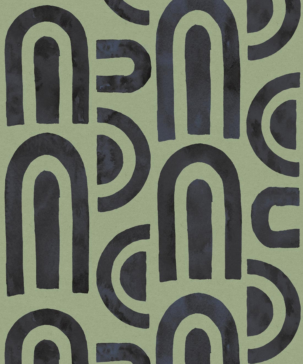 Formes Deux Wallpaper, Midnight Green