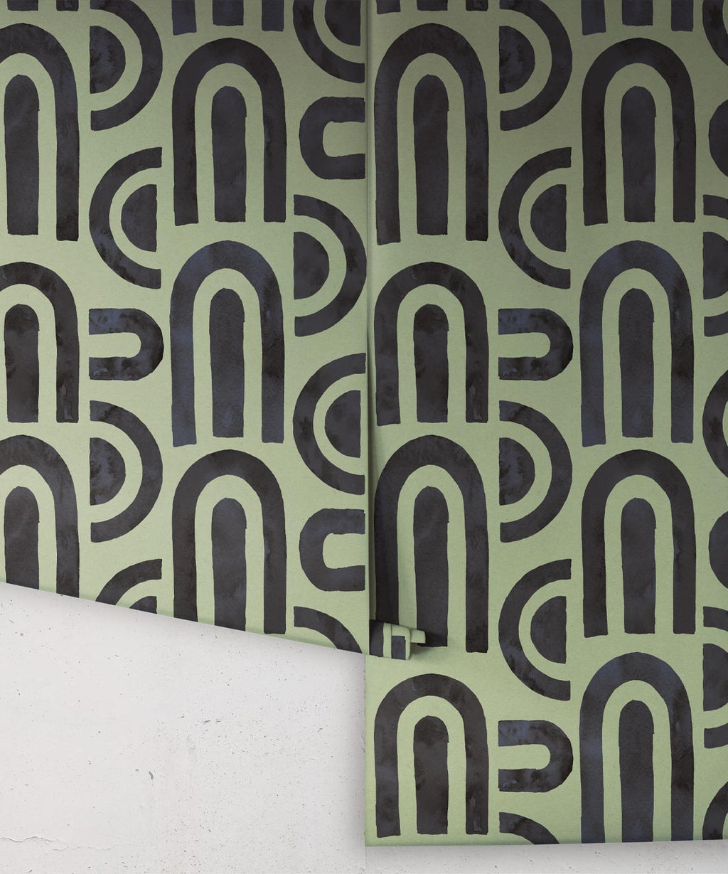 Formes Deux Wallpaper, Midnight Green