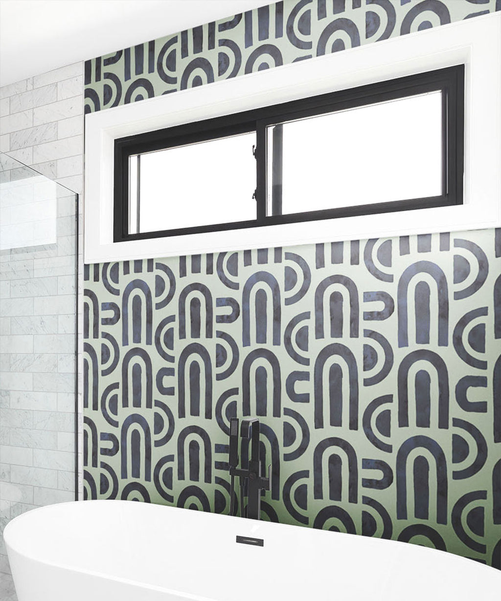 Formes Deux Wallpaper, Midnight Green