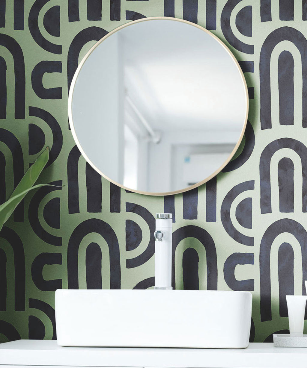 Formes Deux Wallpaper, Midnight Green