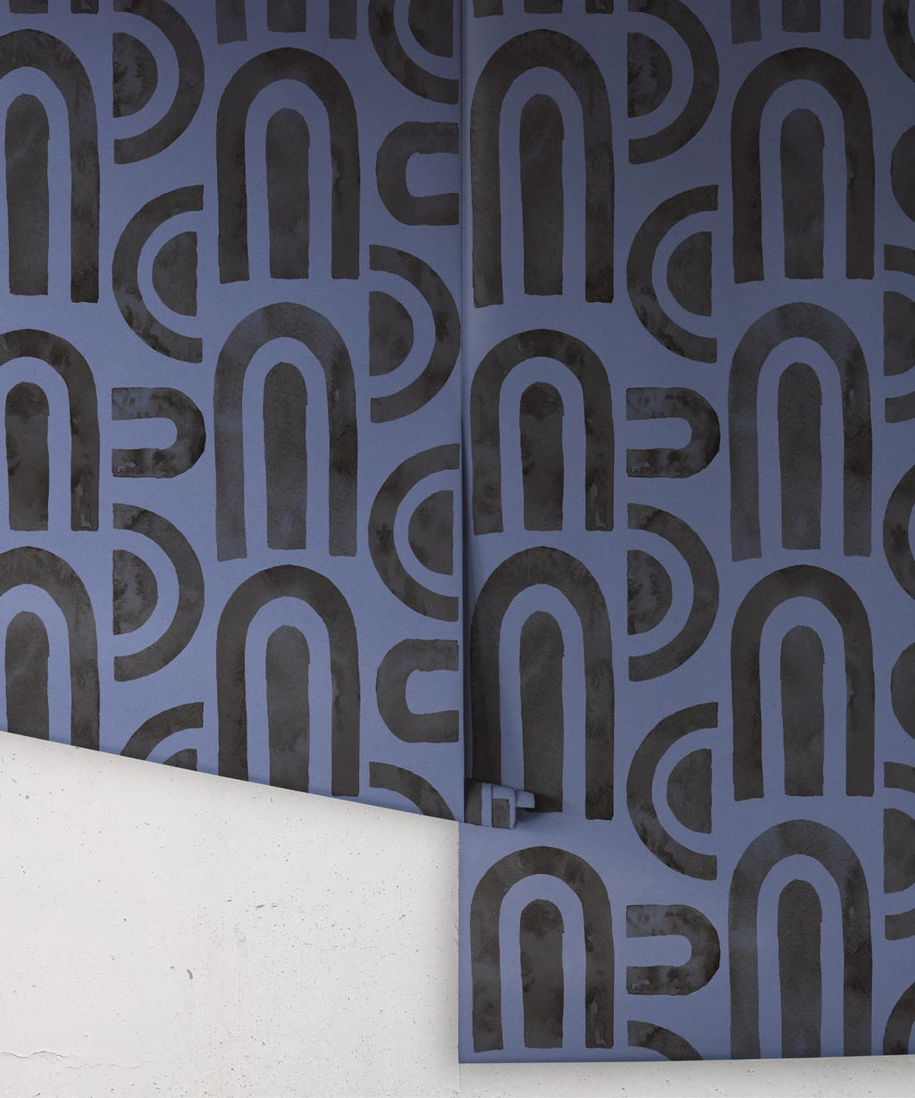 Formes Deux Wallpaper, Midnight Navy