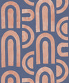 Formes Deux Wallpaper, Salmon Navy