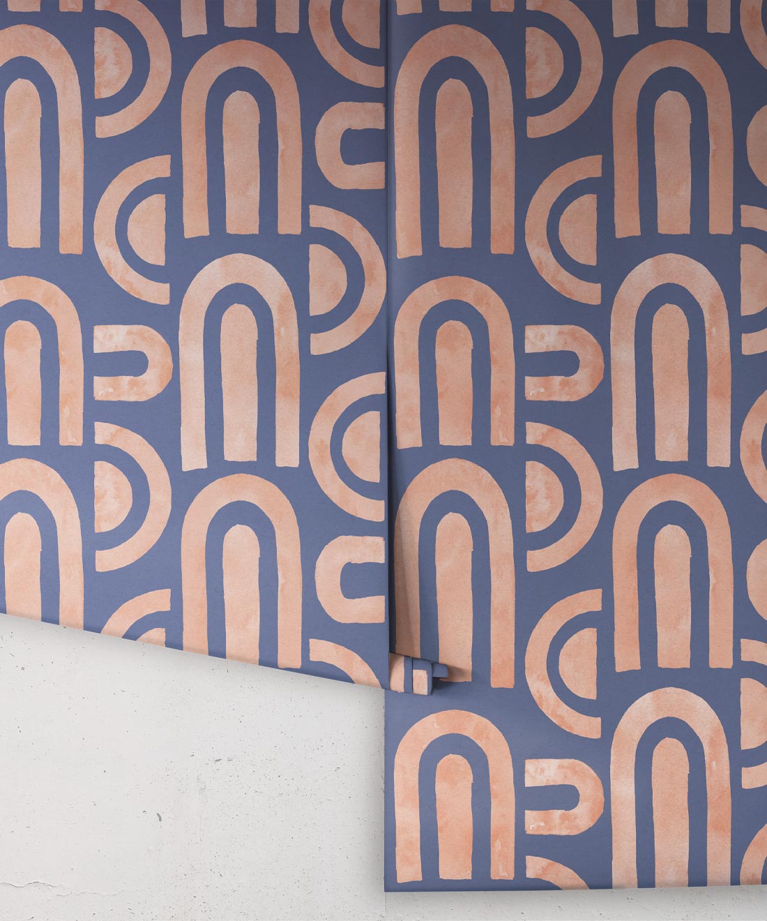 Formes Deux Wallpaper, Salmon Navy