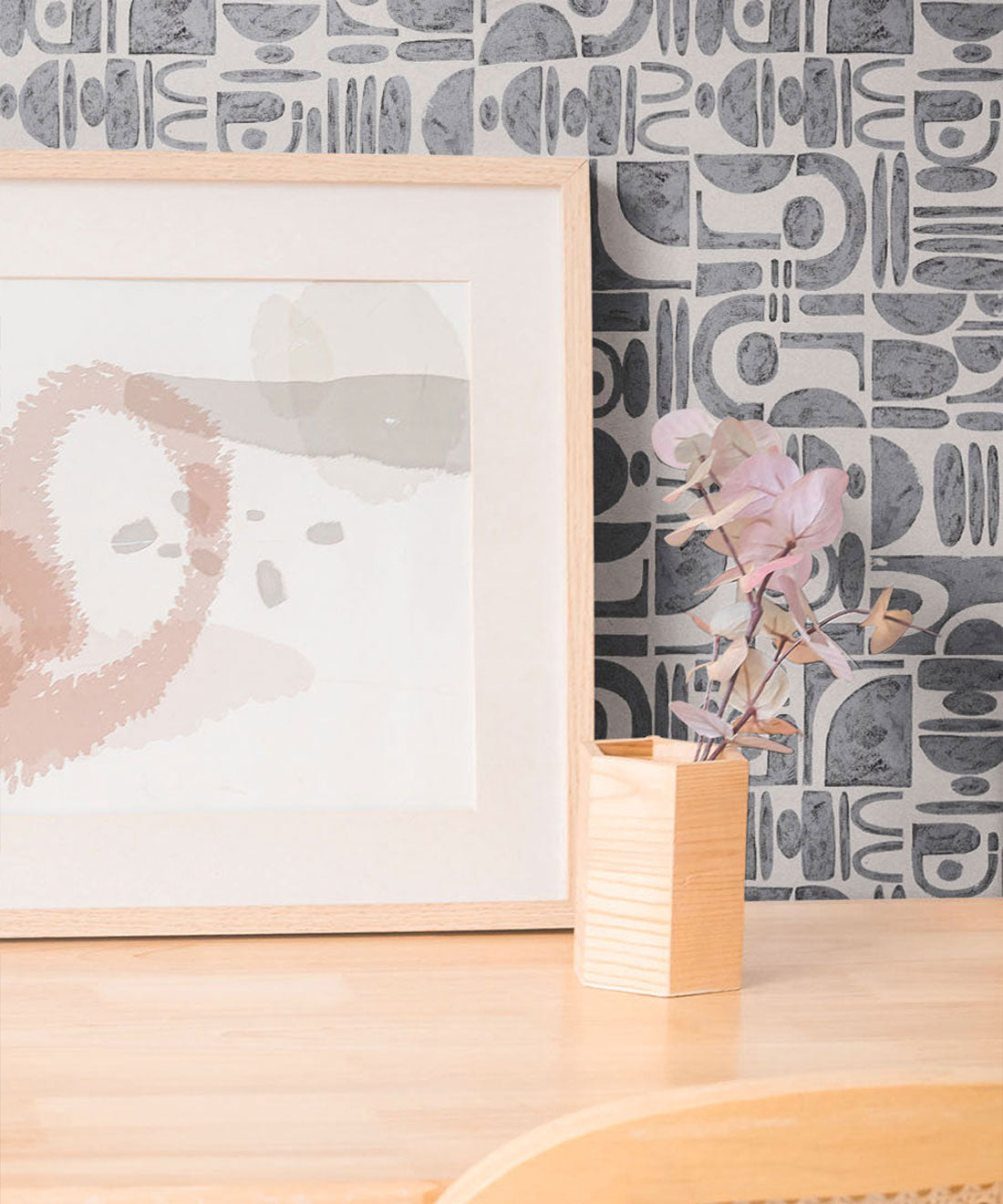 Formes Trois Wallpaper, Charcoal White