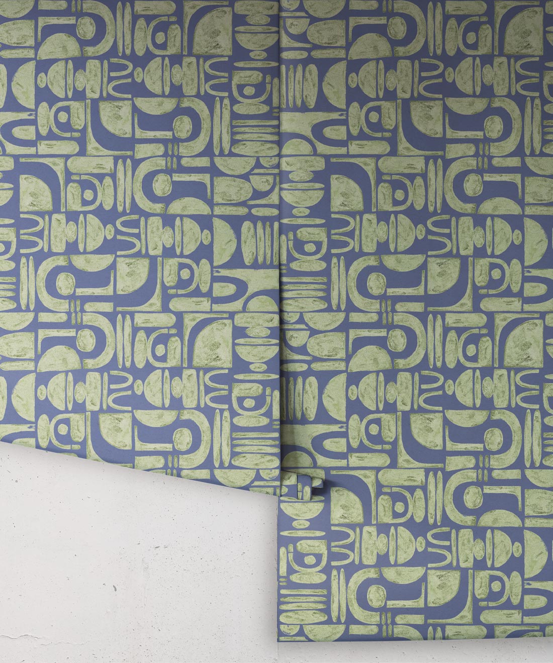 Formes Trois Wallpaper, Sage Navy