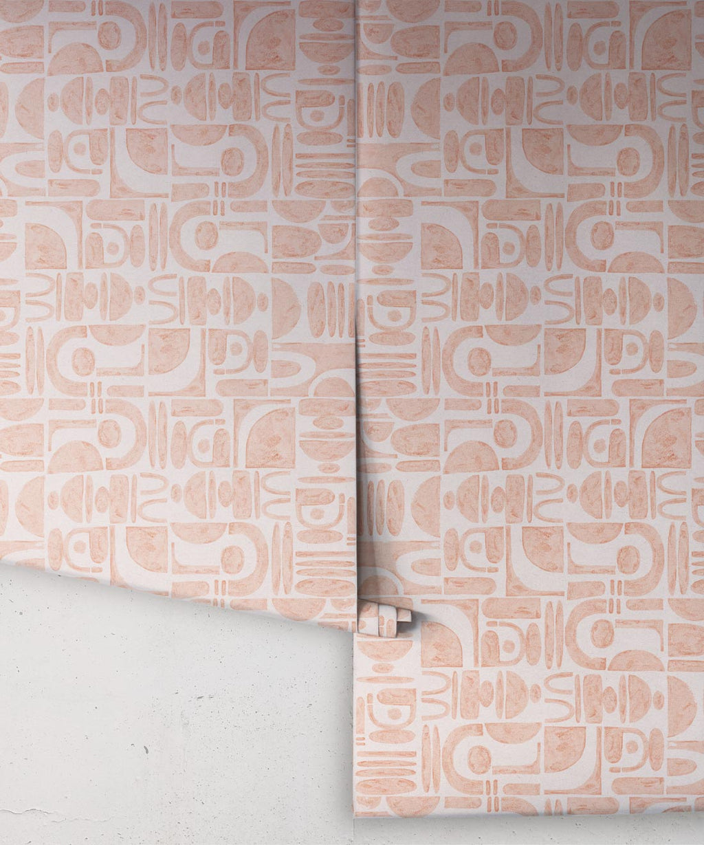 Formes Trois Wallpaper, Salmon Light Beige