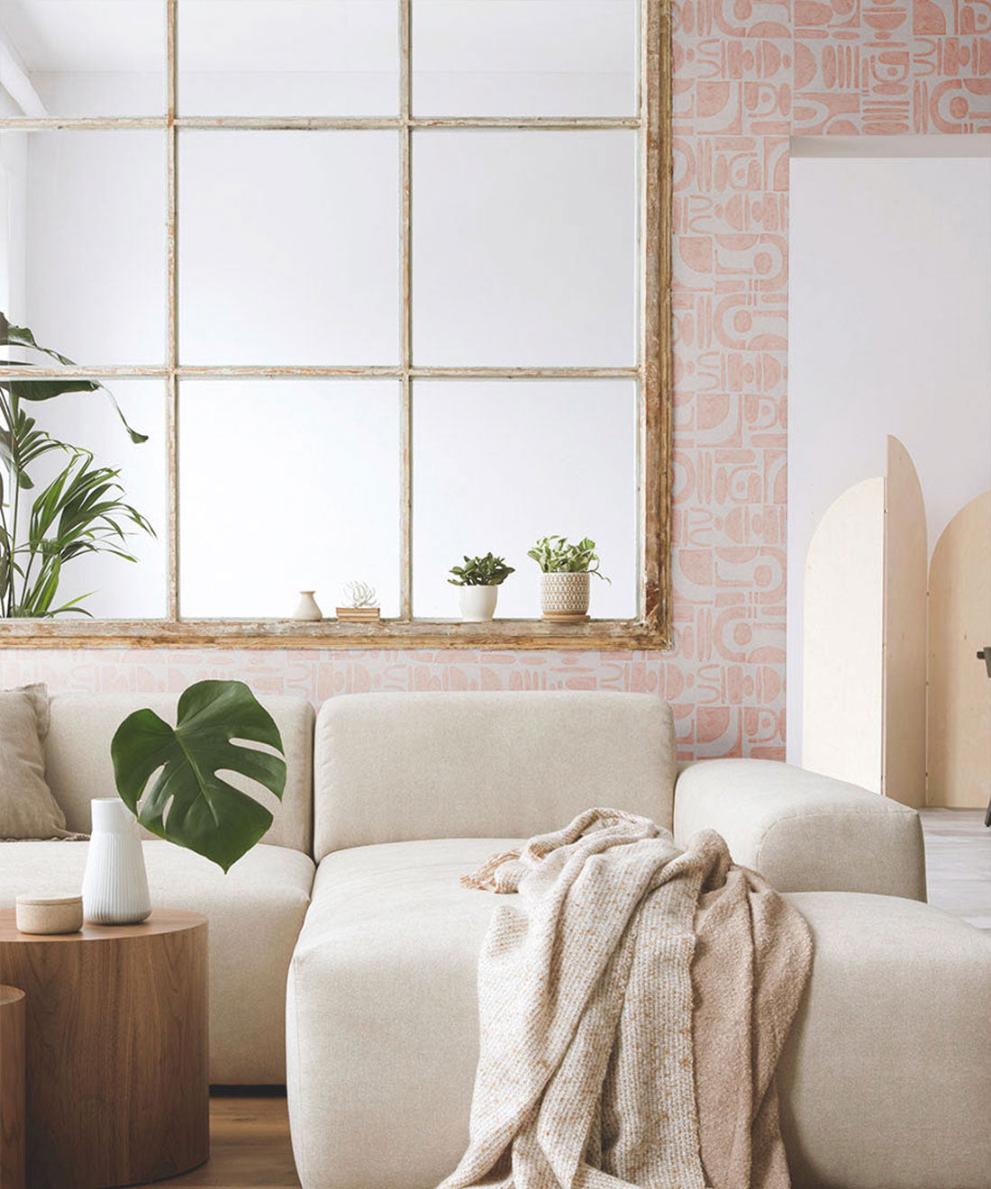 Formes Trois Wallpaper, Salmon Light Beige
