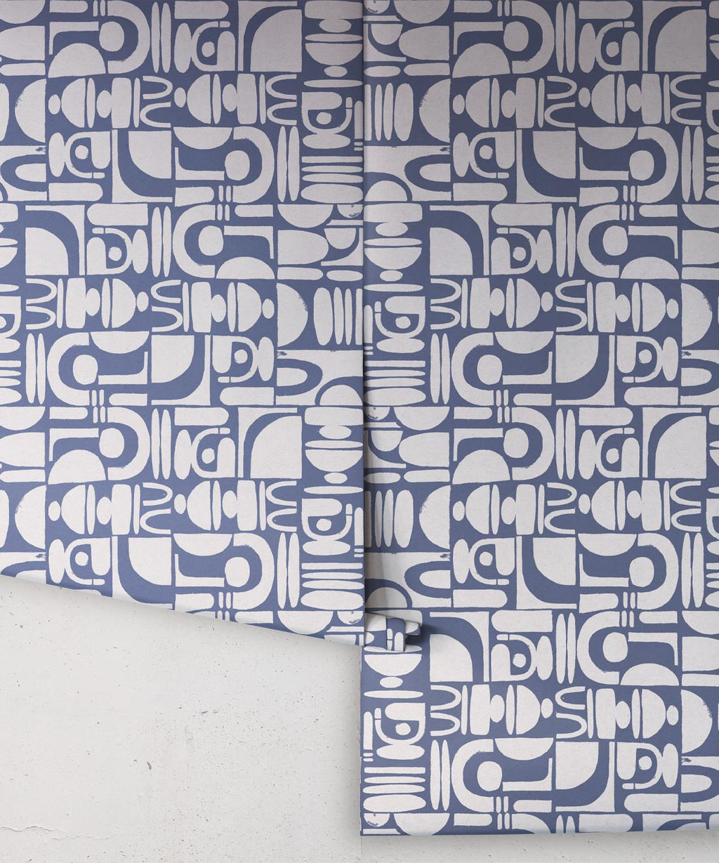 Formes Trois Wallpaper, Snow Navy