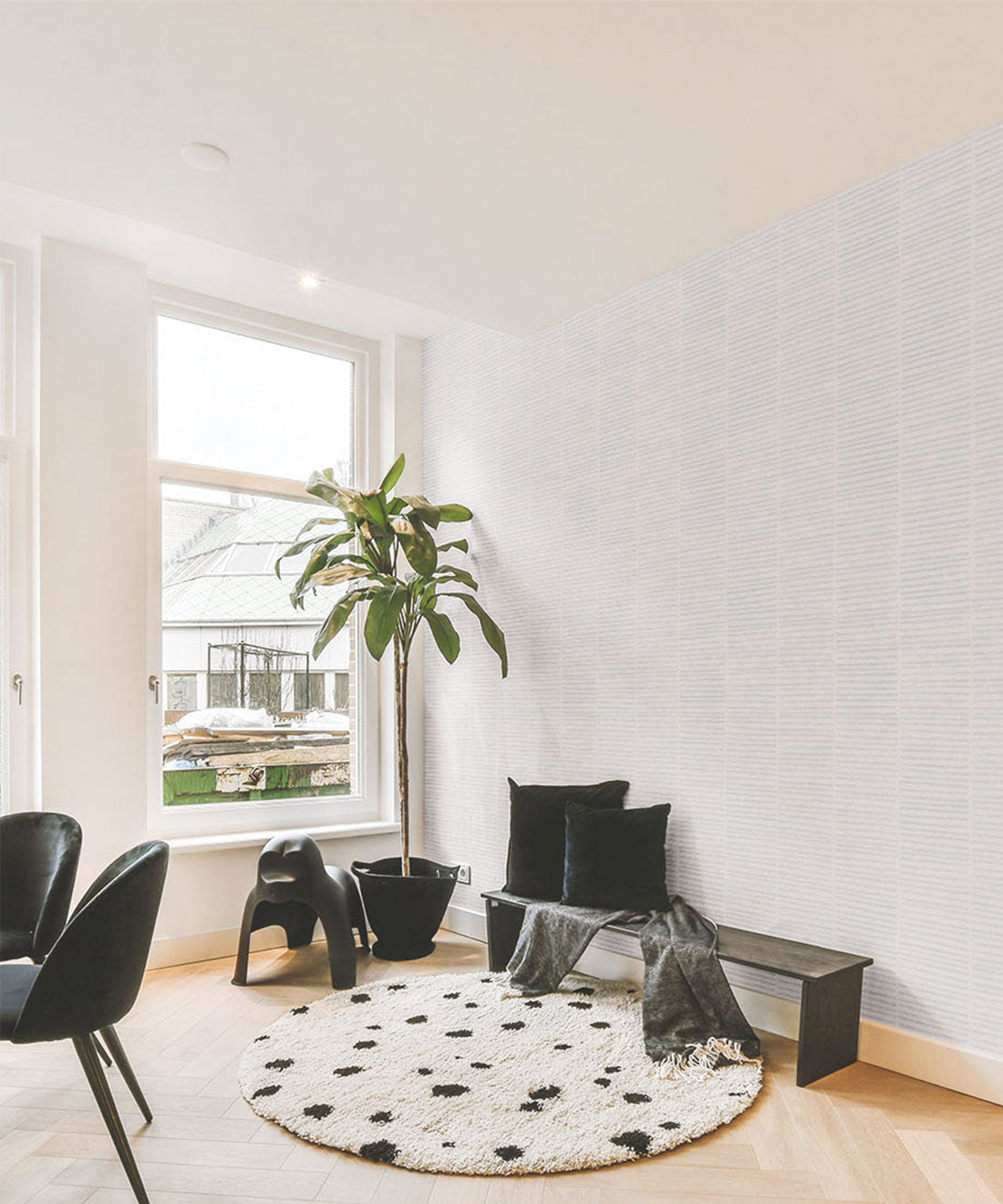 Lignes Wallpaper, Grey White