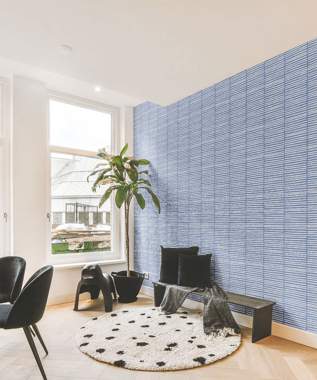 Lignes Wallpaper, Snow Navy