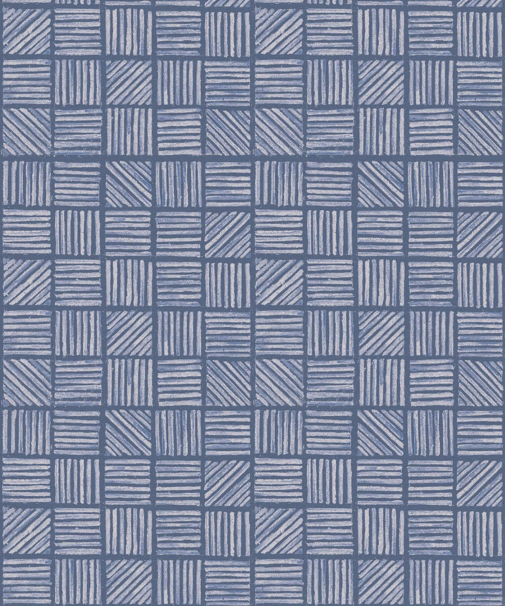 Lignes Deux Wallpaper, Blue Navy
