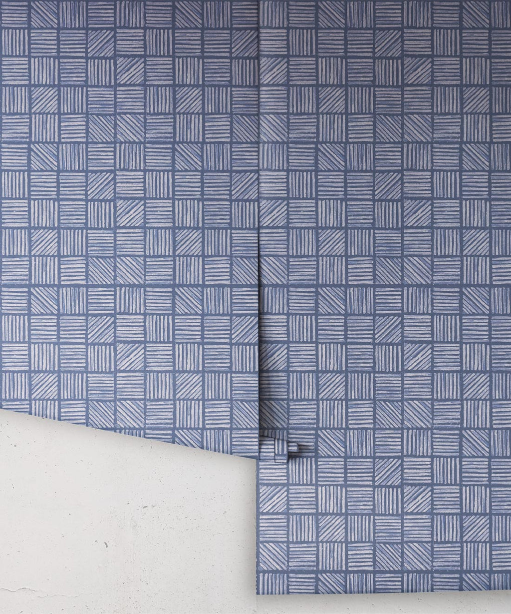 Lignes Deux Wallpaper, Blue Navy