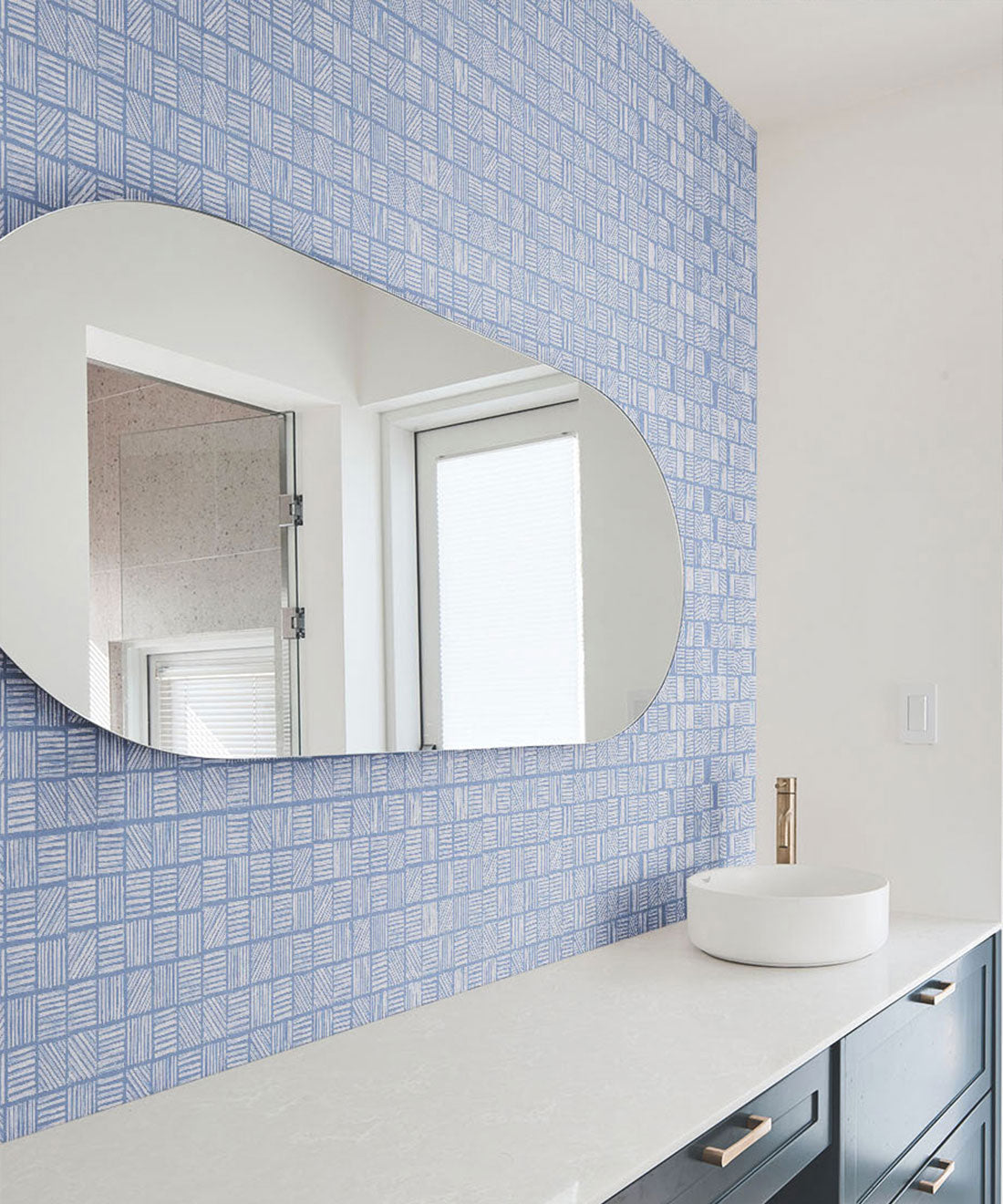 Lignes Deux Wallpaper, Blue Navy