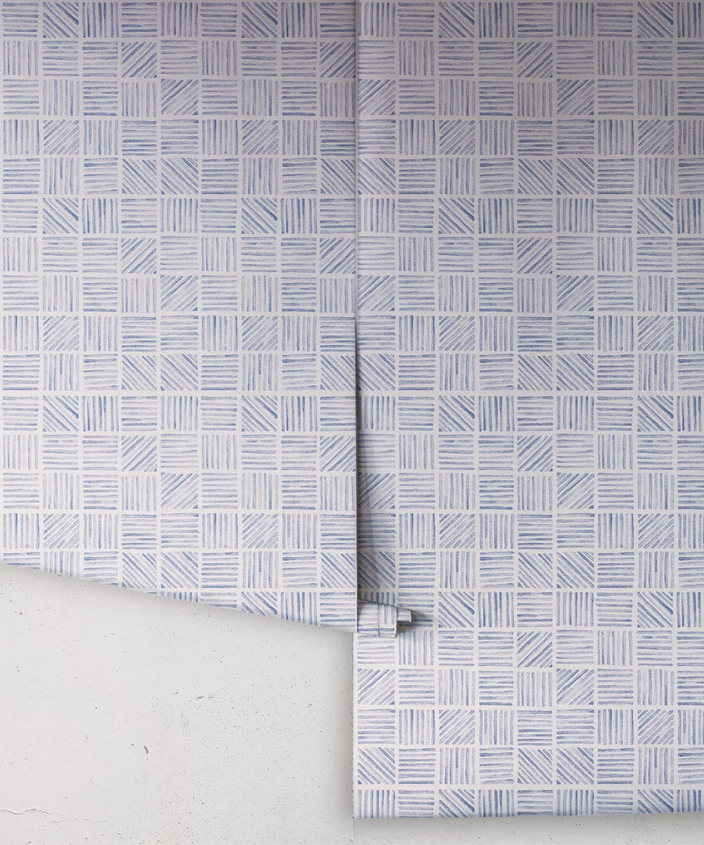 Lignes Deux Wallpaper, Blue White