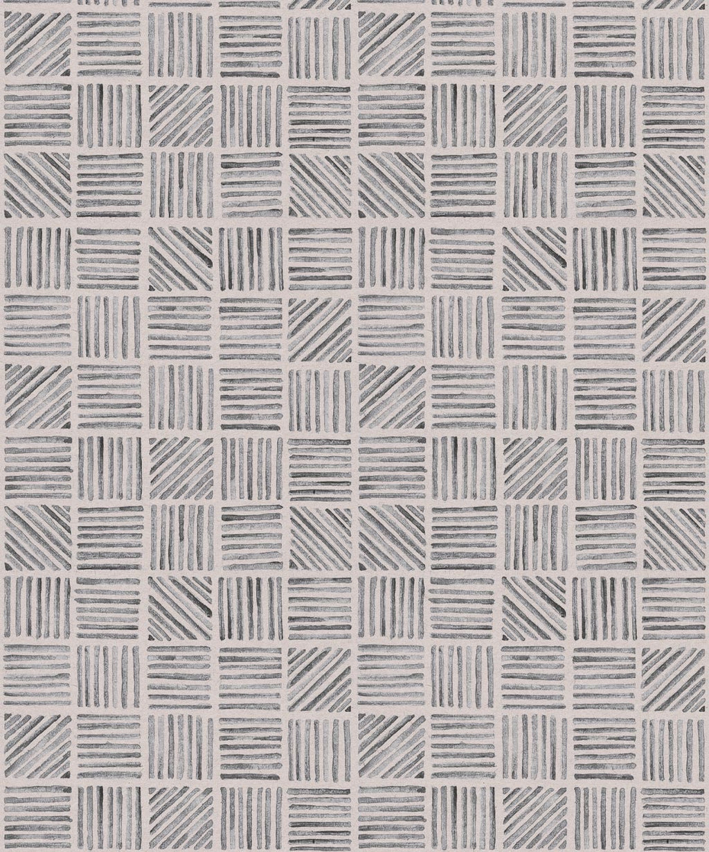 Lignes Deux Wallpaper, Charcoal Light Beige