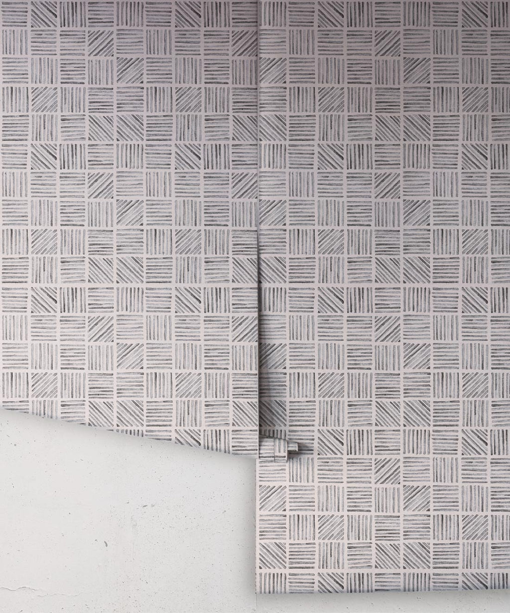 Lignes Deux Wallpaper, Charcoal Light Beige