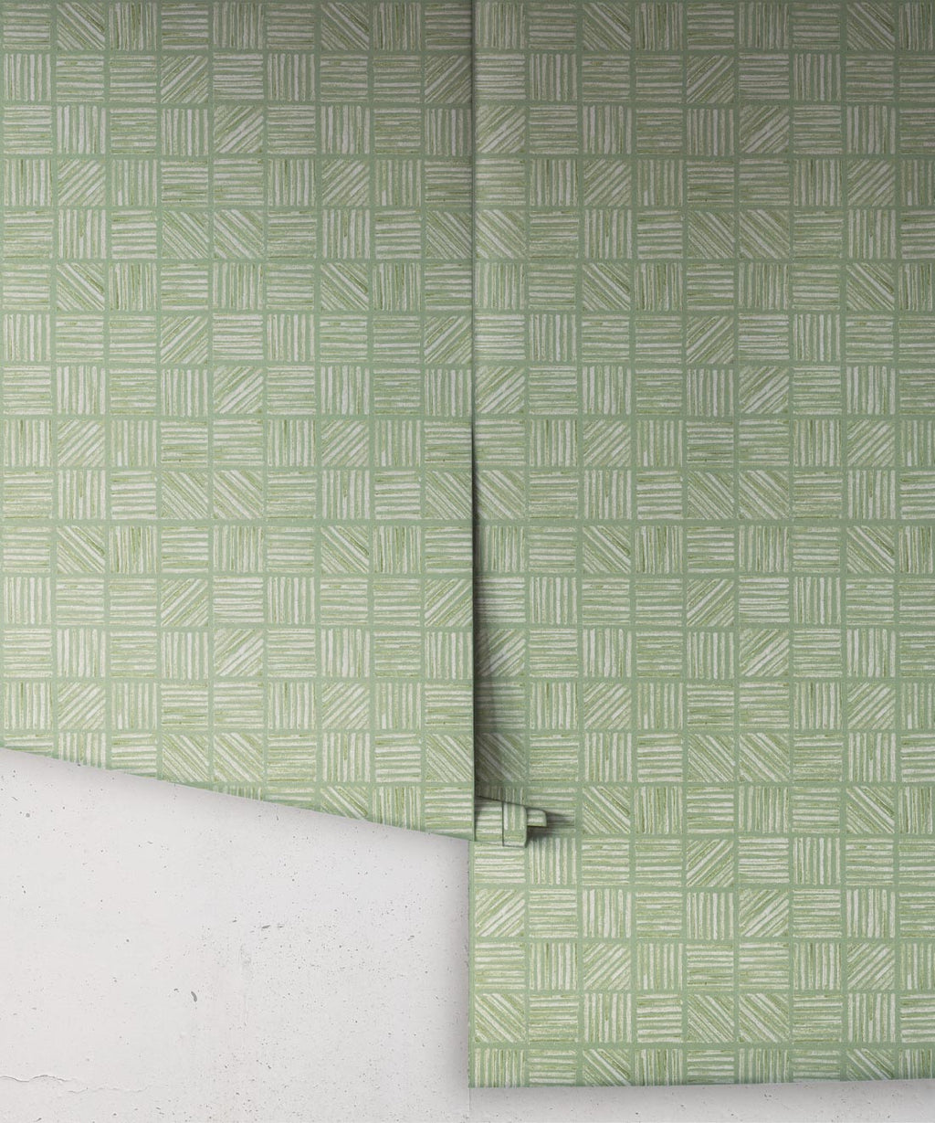 Lignes Deux Wallpaper, Sage Green