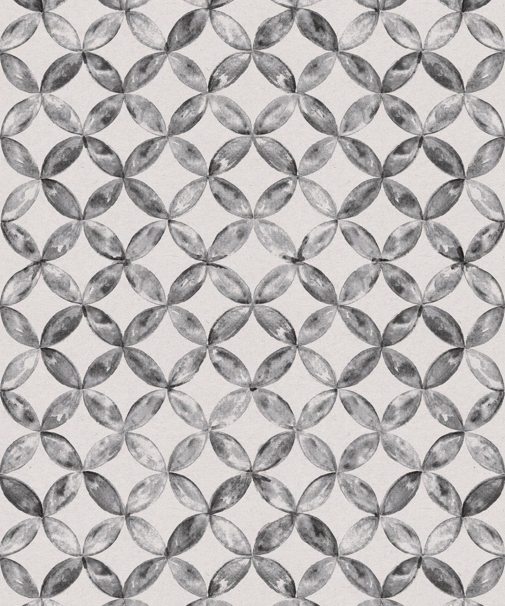 Pétales Deux Wallpaper, Charcoal White