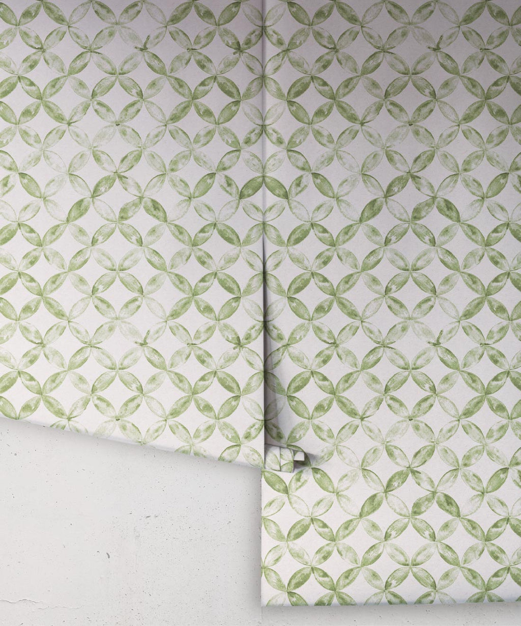 Pétales Deux Wallpaper, Sage White