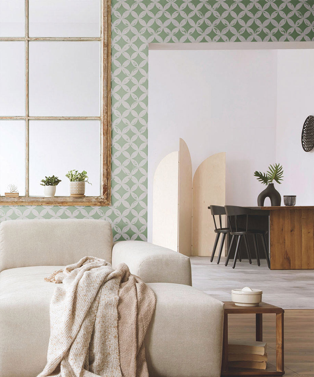 Pétales Deux Wallpaper, Snow Green