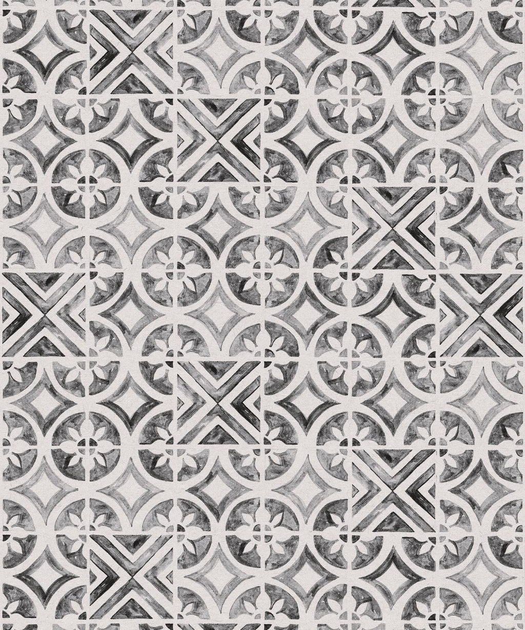 Pétales Trois Wallpaper, Charcoal White