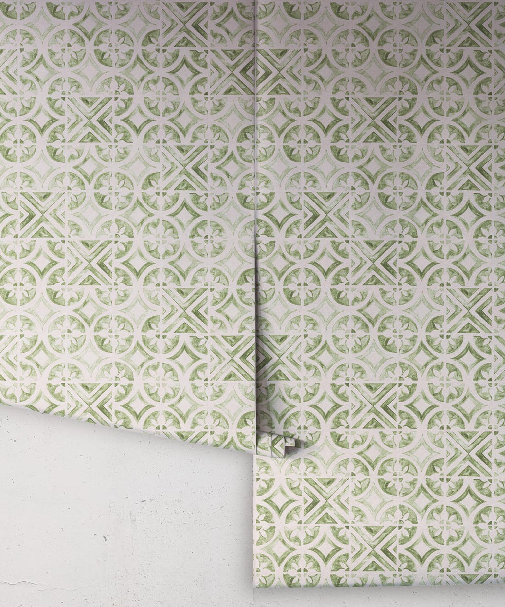 Pétales Trois Wallpaper, Sage Light Beige