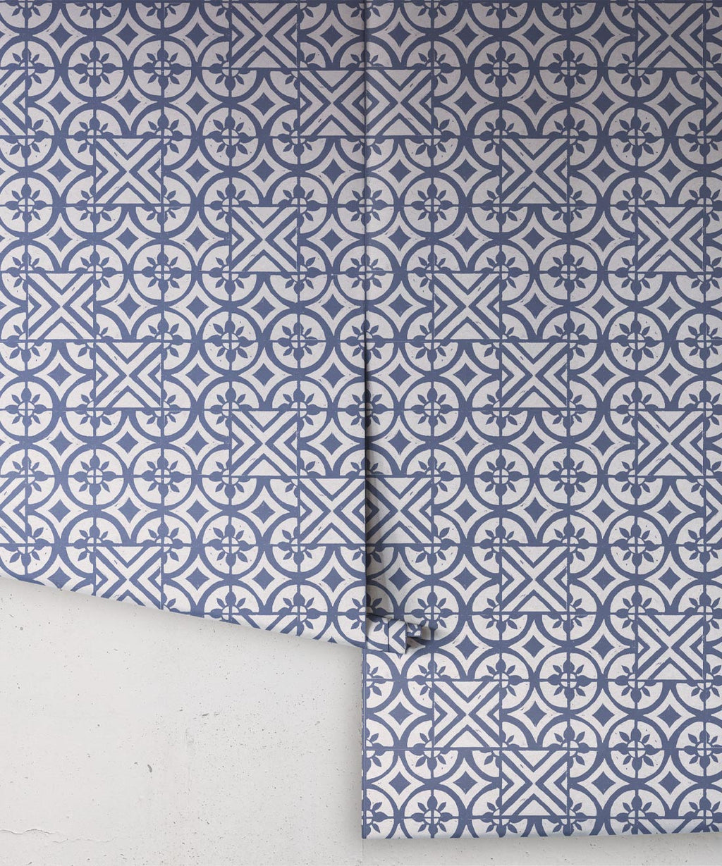 Pétales Trois Wallpaper, Snow Navy
