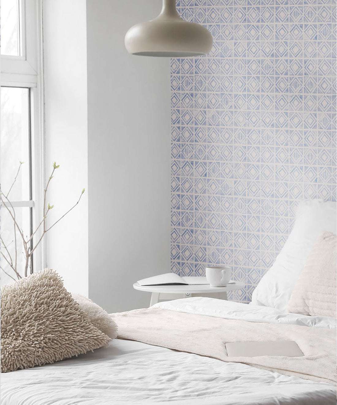 Tuile Wallpaper, Blue White