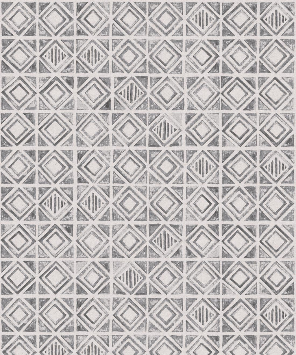 Tuile Wallpaper, Charcoal White