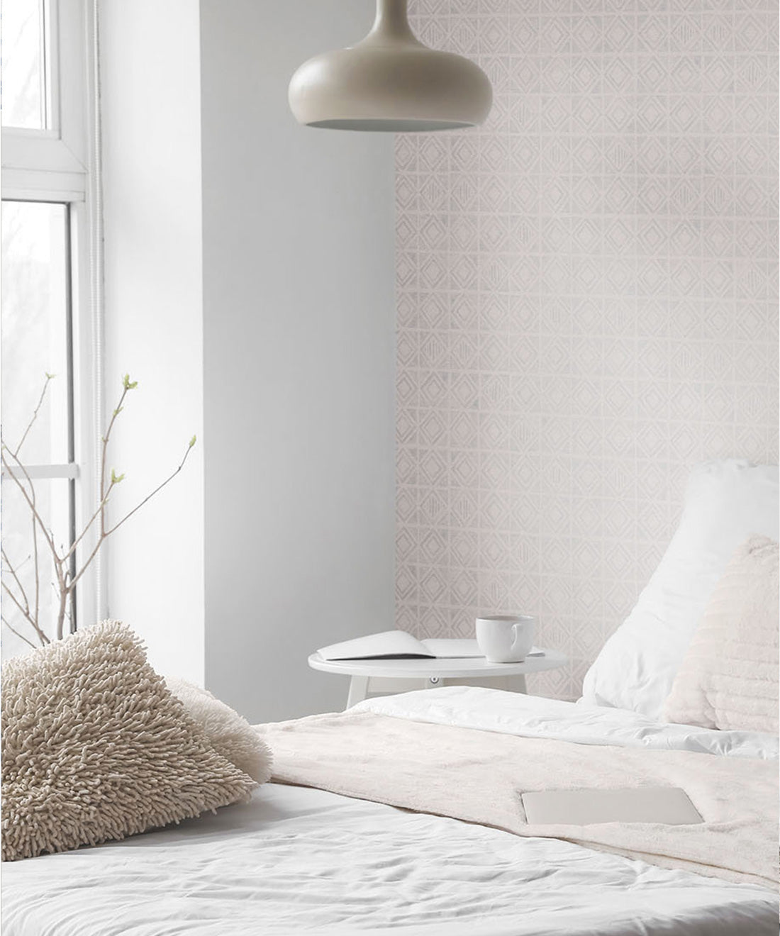 Tuile Wallpaper, Grey White