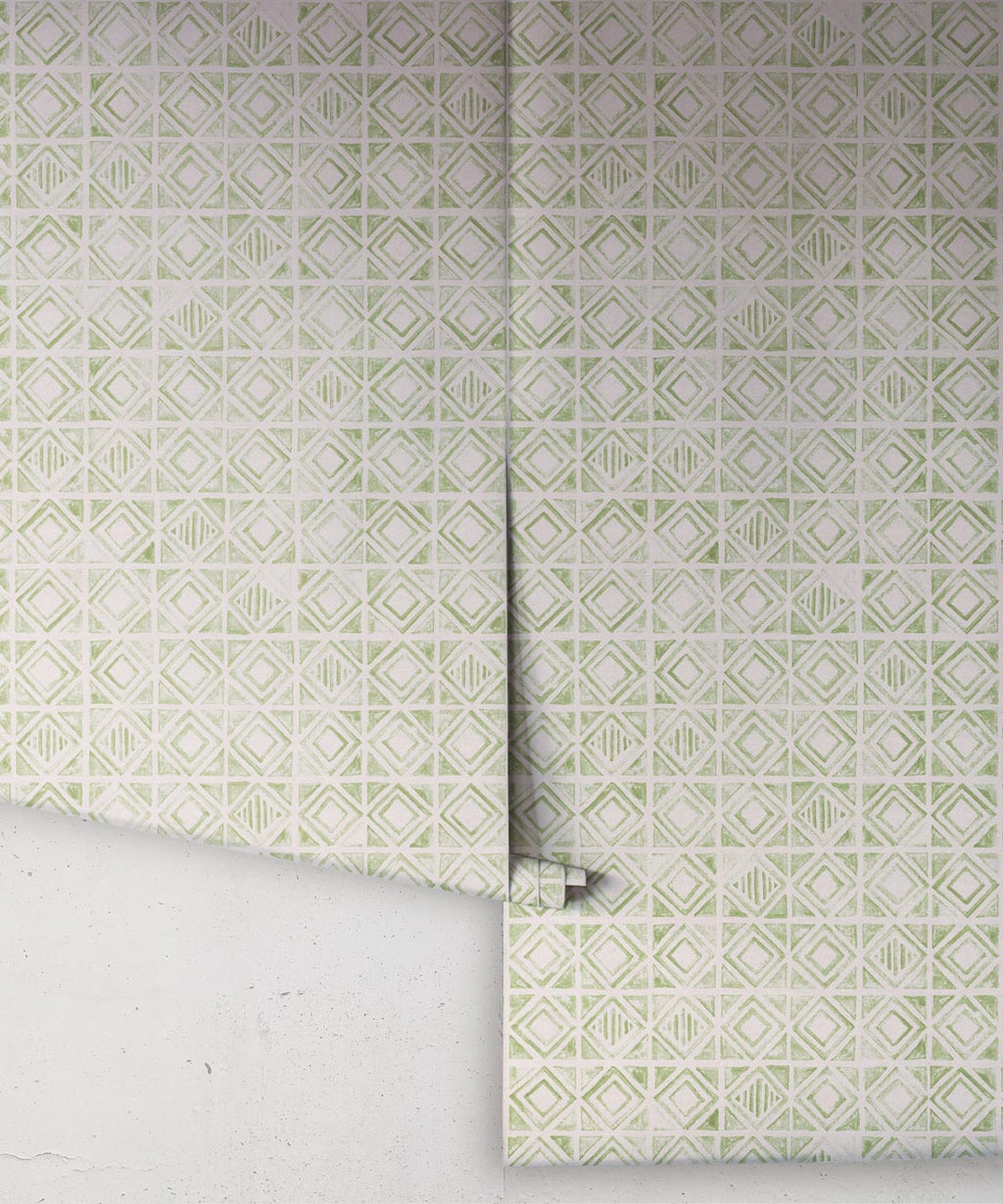 Tuile Wallpaper, Sage Light Beige