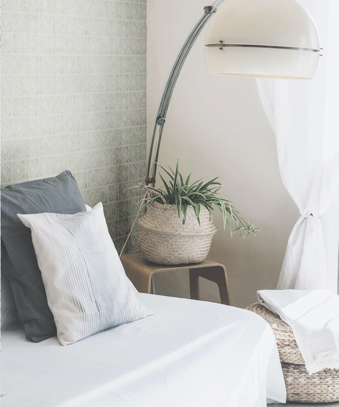 Tuile Wallpaper, Sage Light Beige