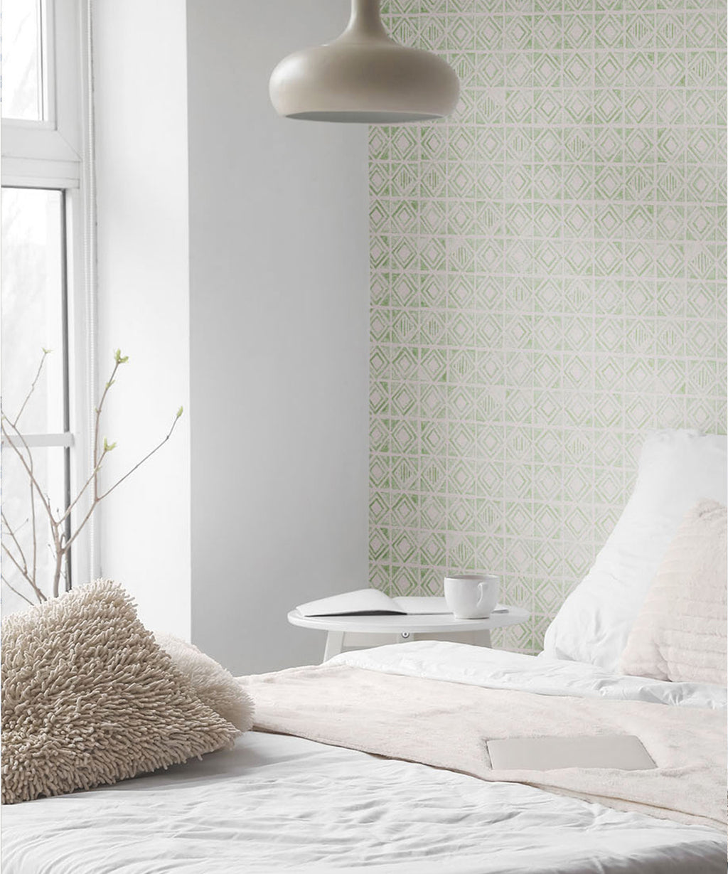 Tuile Wallpaper, Sage Light Beige