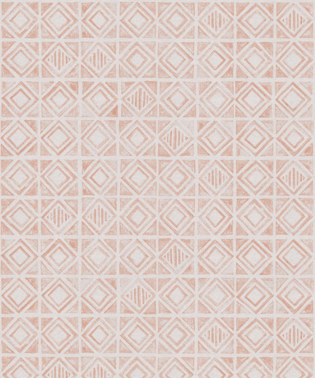 Tuile Wallpaper, Salmon White