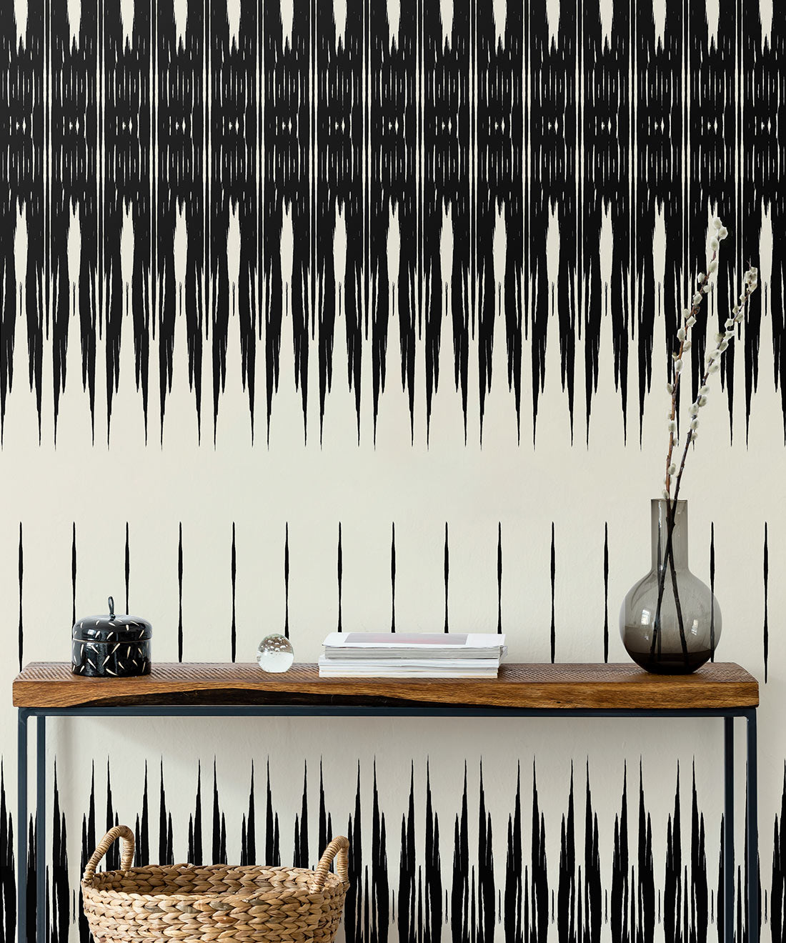 Ikat Wallpaper, Black & White